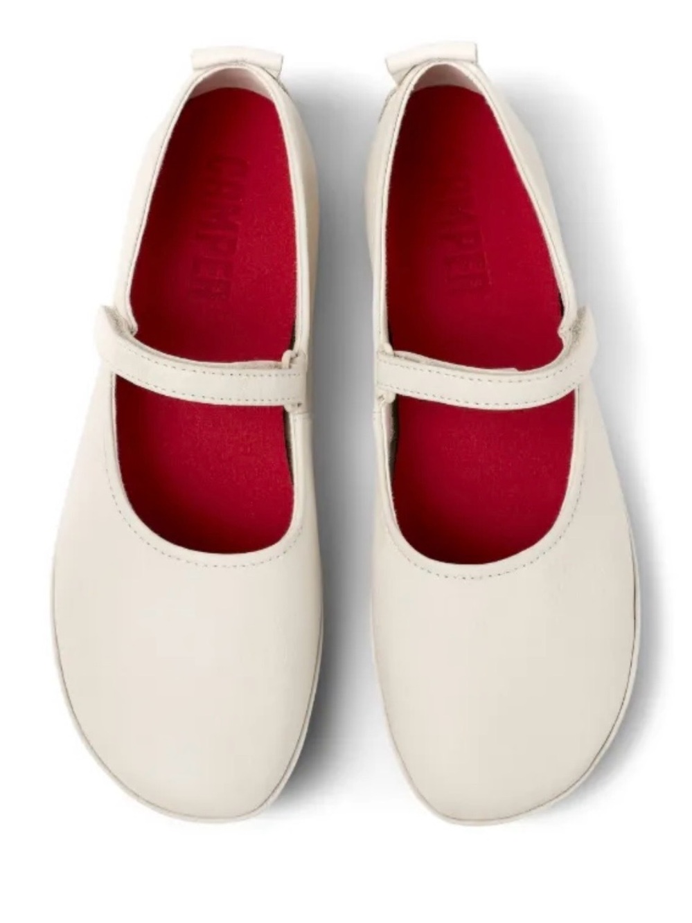 Camper Girls Cream Mary Jane Flats with Pink Insole